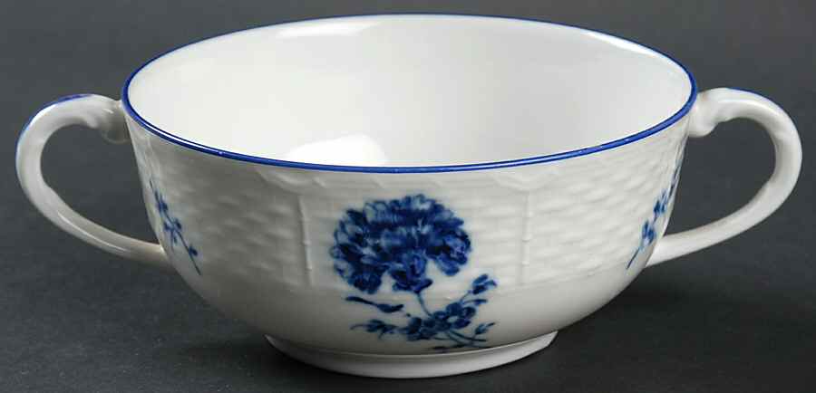 Blue Carnation Flat Cream Soup Bowl by Ceralene-1