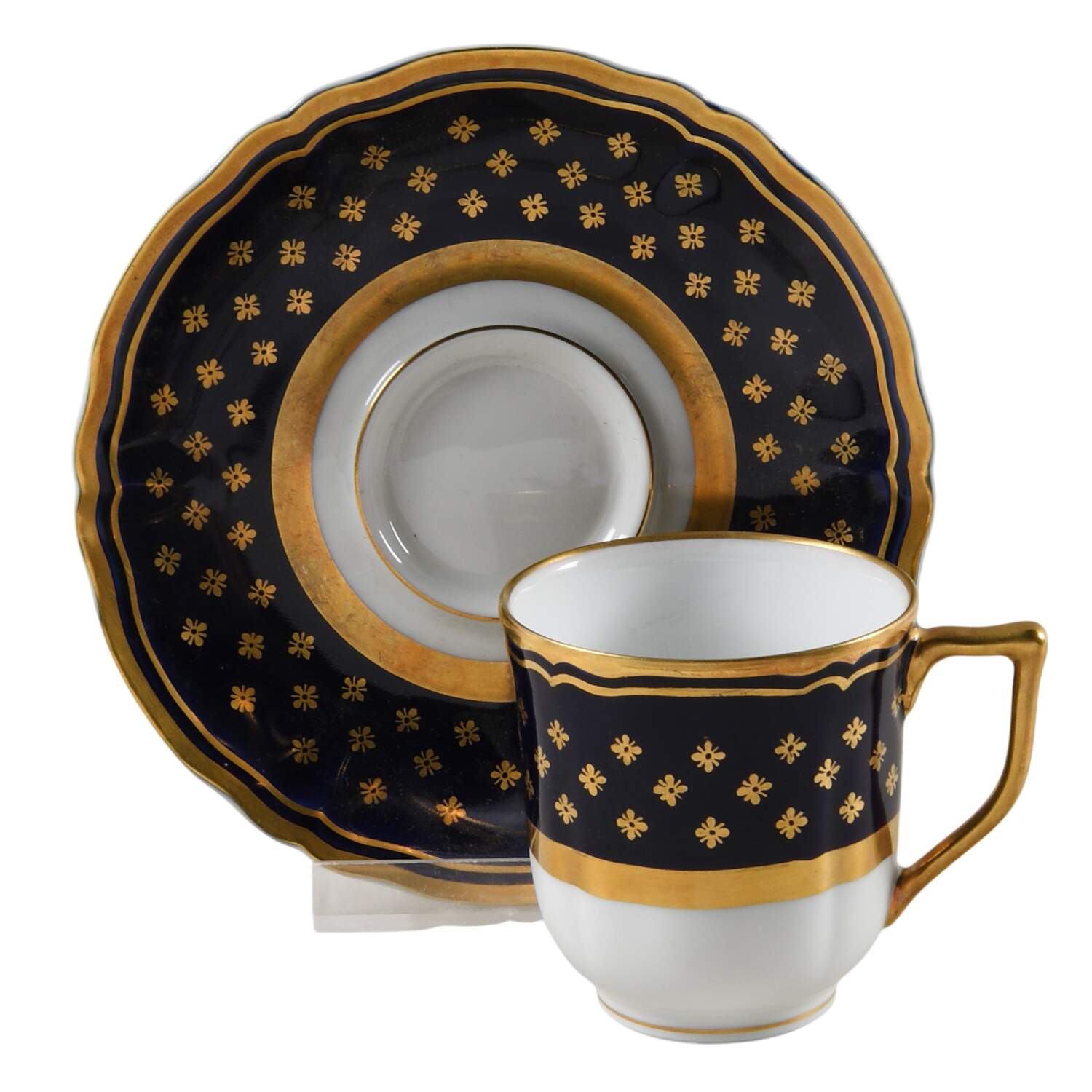 Malmaison Cobalt Blue Flat Demitasse Cup & Saucer Set by Ceralene-1