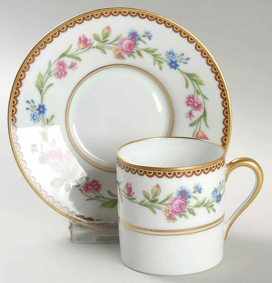 Country Flowers Flat Demitasse Cup & Saucer Set by Ceralene-1