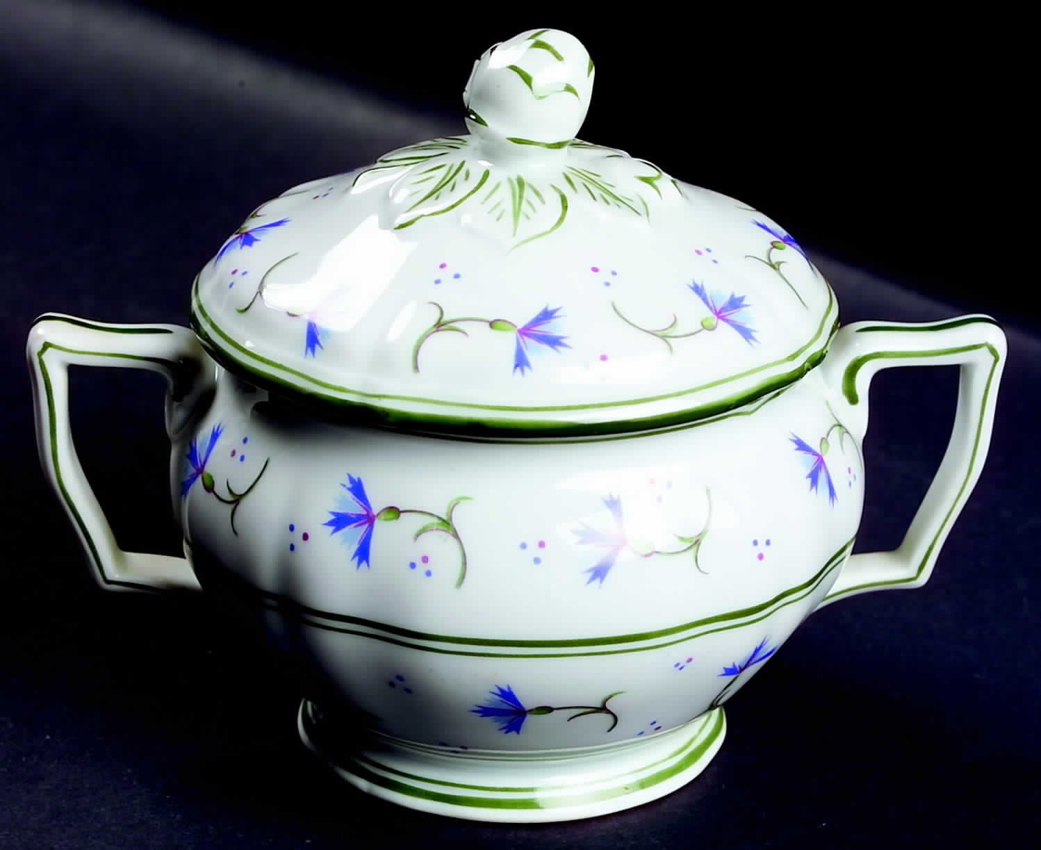 Cornflower Sugar Bowl & Lid by Ceralene-1