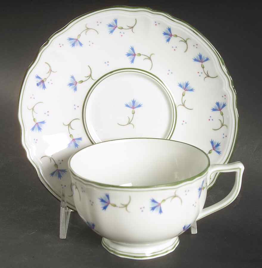 Cornflower Footed Cup & Saucer Set by Ceralene-1