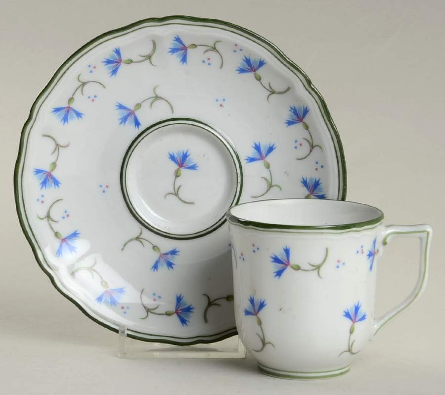 Cornflower Flat Demitasse Cup & Saucer Set by Ceralene-1