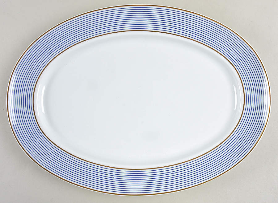 Crinoline Blue 16" Oval Serving Platter by Ceralene-1