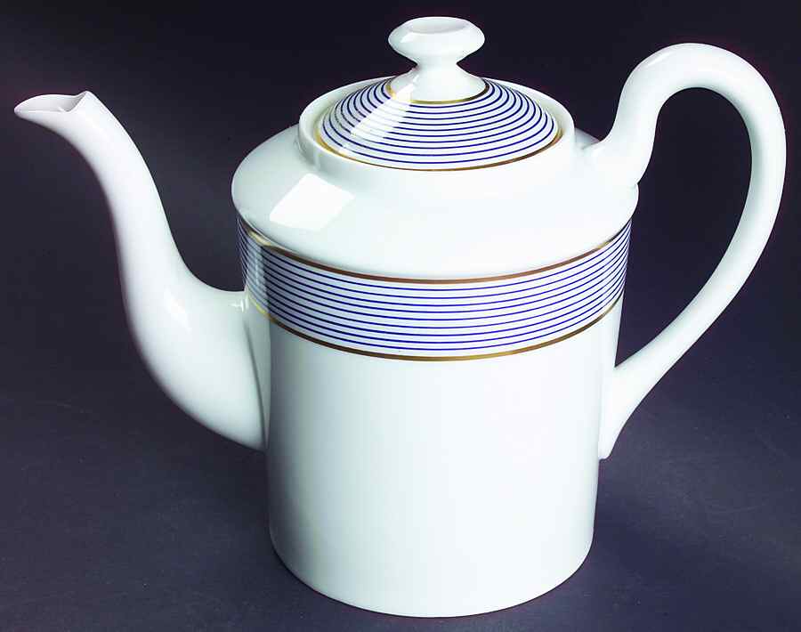 Crinoline Blue Coffee Pot & Lid by Ceralene-1