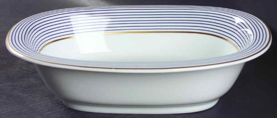 Crinoline Blue 9" Oval Vegetable Bowl by Ceralene-1