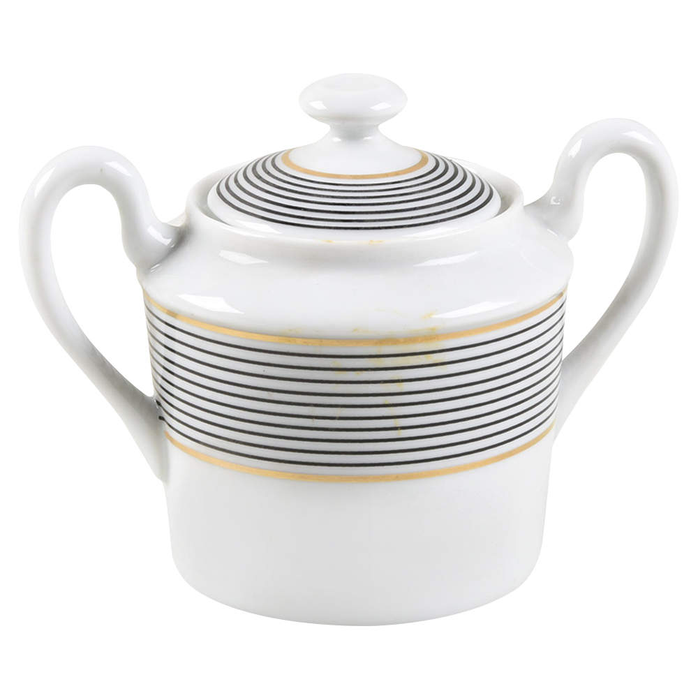 Crinoline Black Sugar Bowl & Lid by Ceralene-1