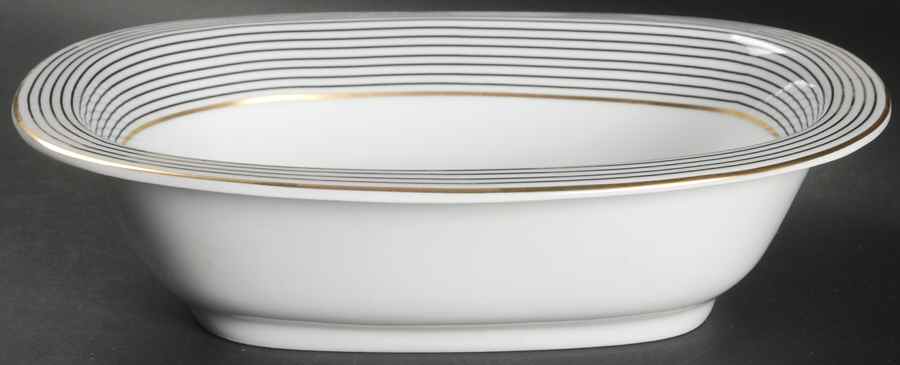 Crinoline Black 9" Oval Vegetable Bowl by Ceralene-1