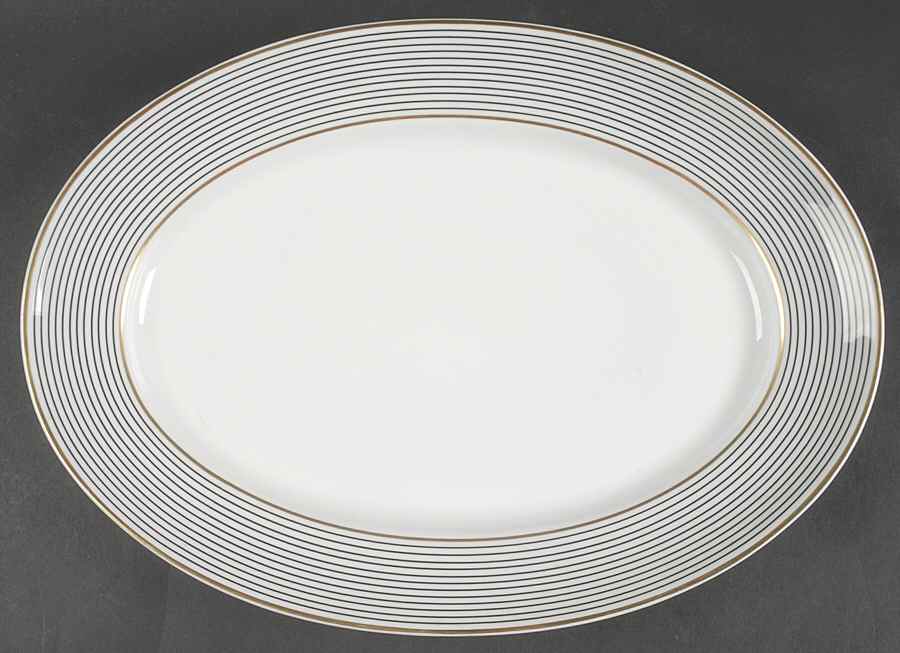 Crinoline Black 14" Oval Serving Platter by Ceralene-1