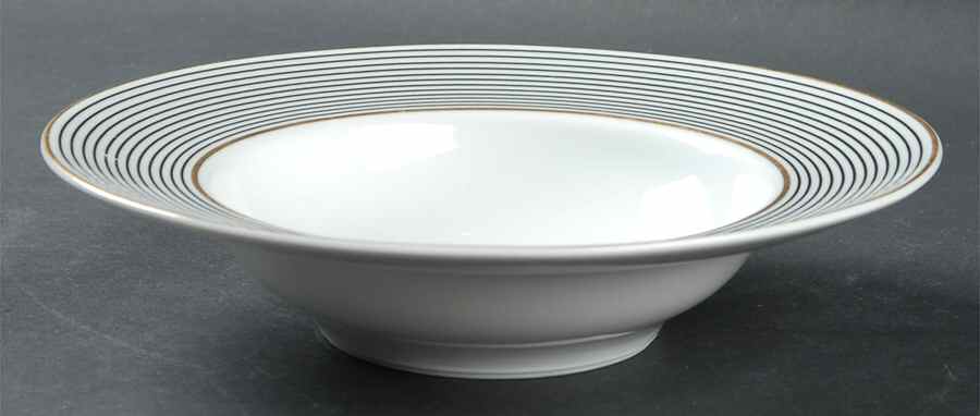 Crinoline Black Rim Soup Bowl by Ceralene-1