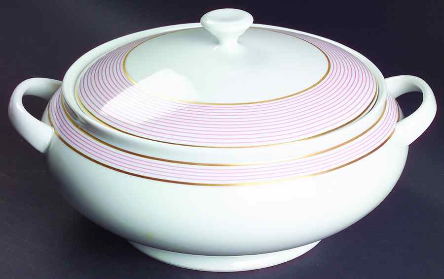 Crinoline Pink Tureen &  Lid by Ceralene-1