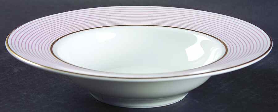 Crinoline Pink Rim Soup Bowl by Ceralene-1