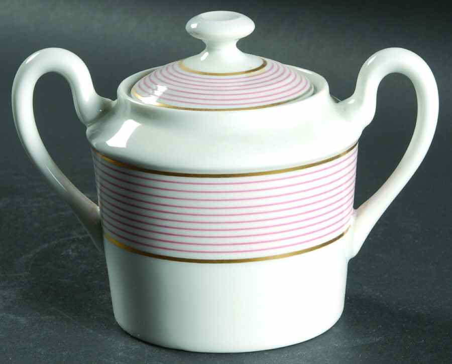 Crinoline Pink Sugar Bowl & Lid by Ceralene-1
