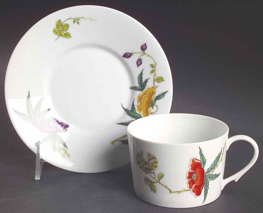 Dioraflor Flat Cup & Saucer Set by Ceralene-1