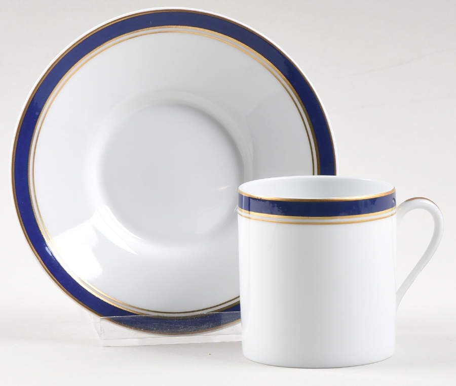 Diplomat Blue Flat Demitasse Cup & Saucer Set by Ceralene-1