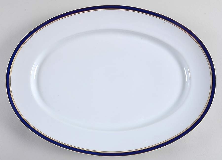 Diplomat Blue 16" Oval Serving Platter by Ceralene-1
