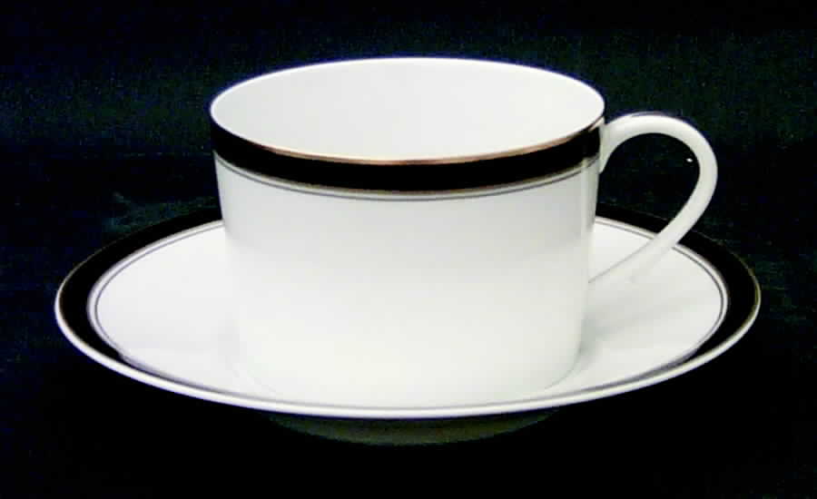 Diplomat Black Flat Cup & Saucer Set by Ceralene-1