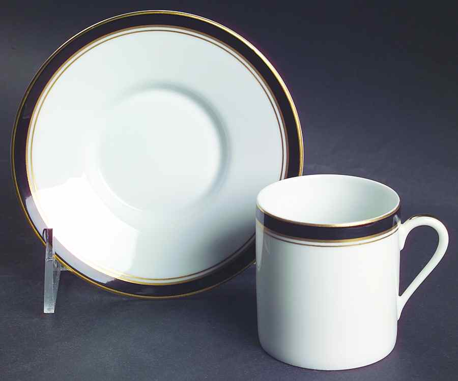 Diplomat Black Flat Demitasse Cup & Saucer Set by Ceralene-1