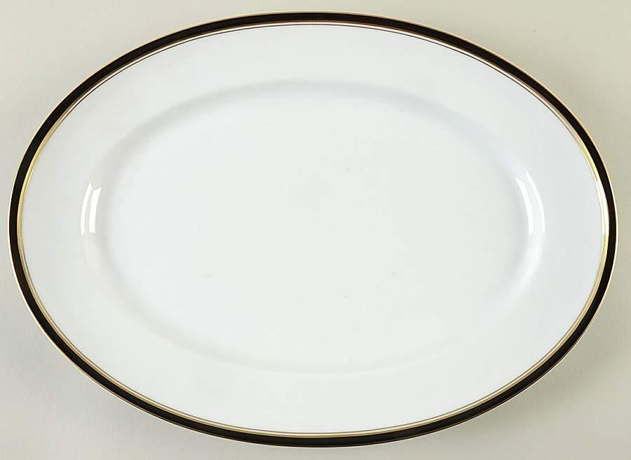 Diplomat Black 14" Oval Serving Platter by Ceralene-1