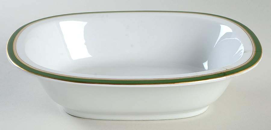Diplomat Green 9" Oval Vegetable Bowl by Ceralene-1