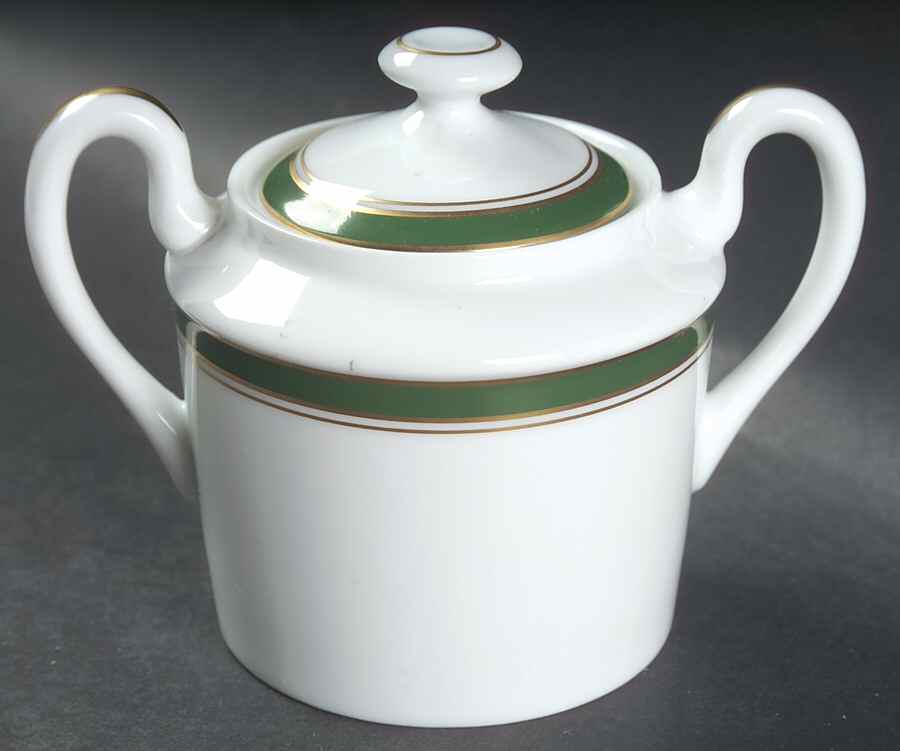 Diplomat Green Sugar Bowl & Lid by Ceralene-1