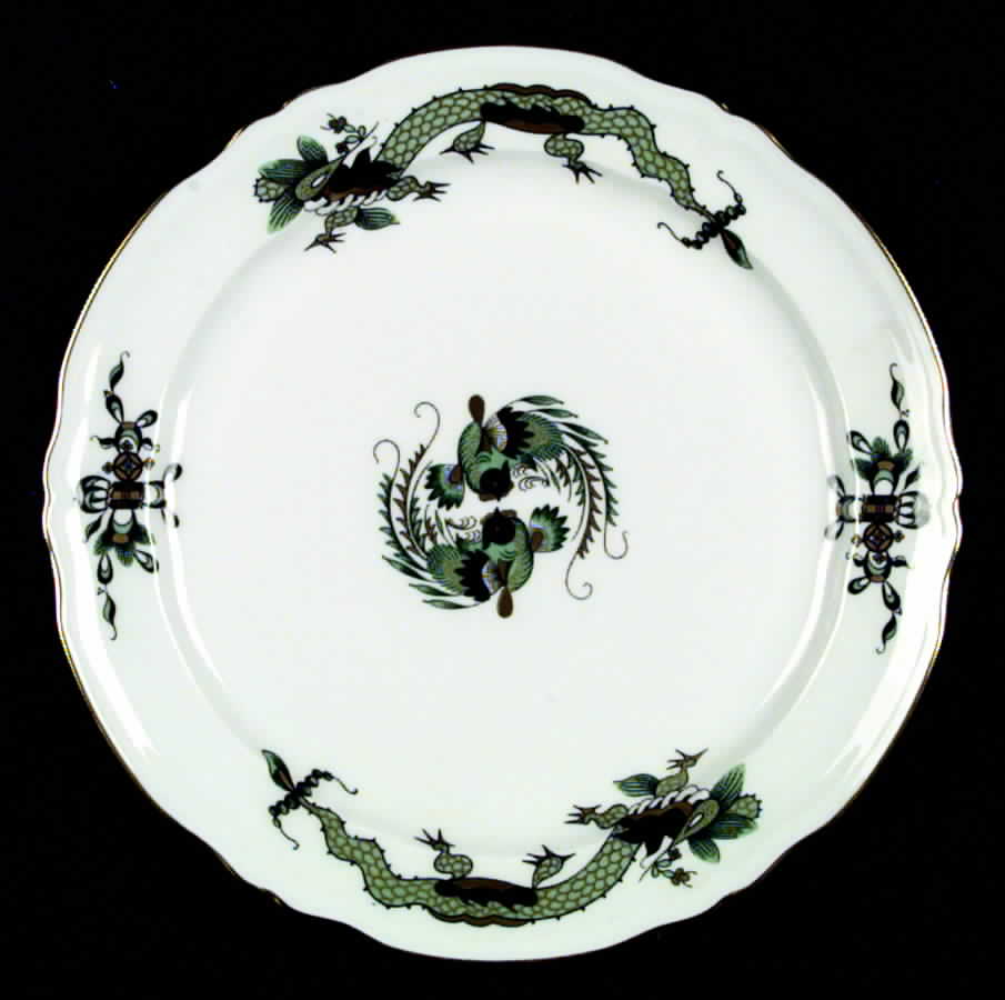 Dragon Green (White) Dinner Plate by Ceralene-1