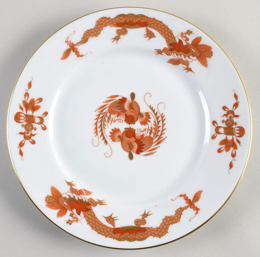 Dragon Red (White) Luncheon Plate by Ceralene-1