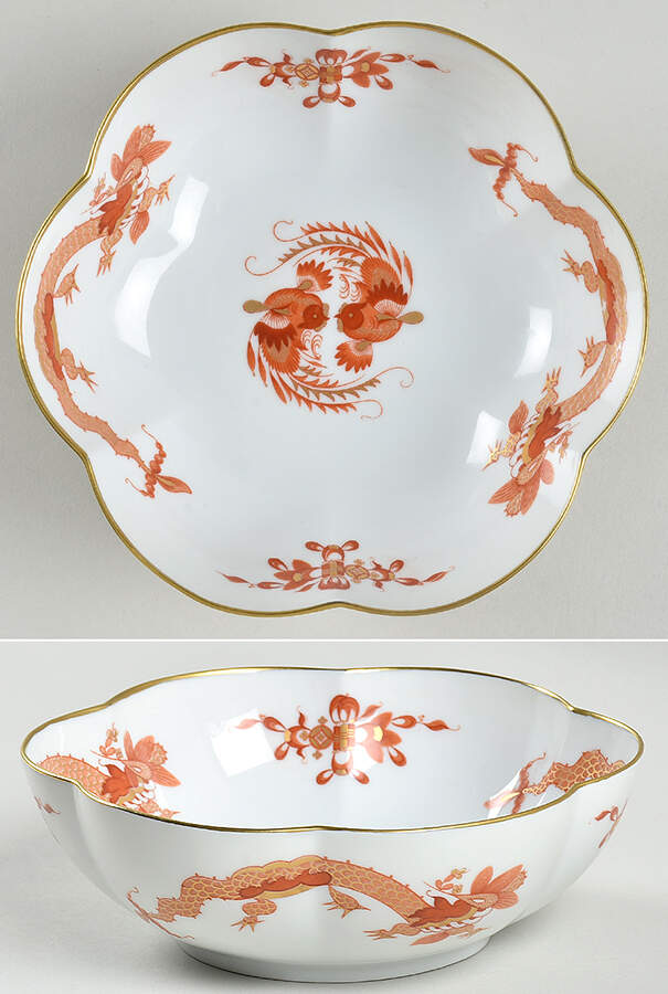 Dragon Red (White) 6" Melon Bowl by Ceralene-1
