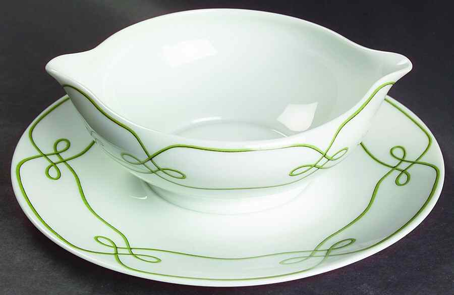 Edelweiss Gravy Boat with Attached Underplate by Ceralene-1