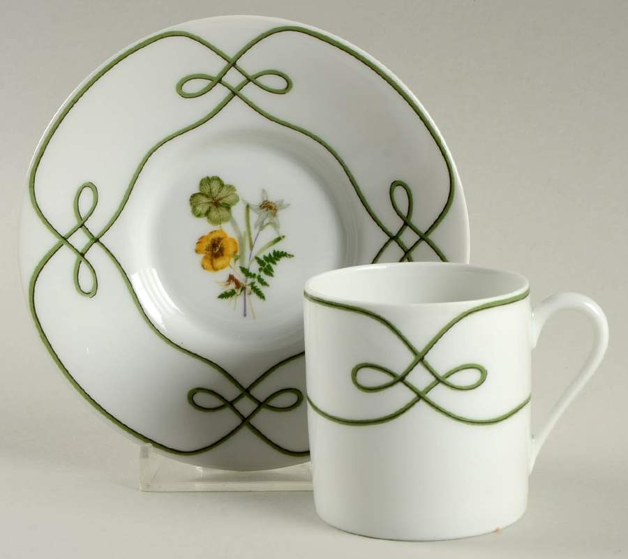 Edelweiss Flat Demitasse Cup & Saucer Set by Ceralene-1