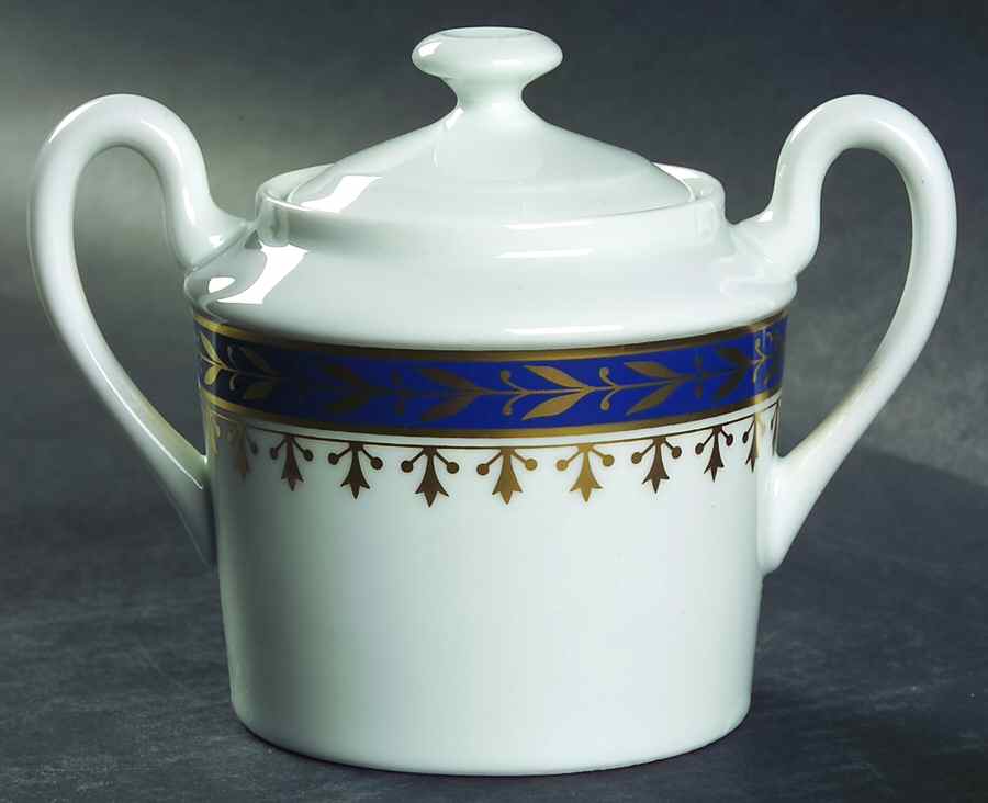 Empire Blue Sugar Bowl & Lid by Ceralene-1