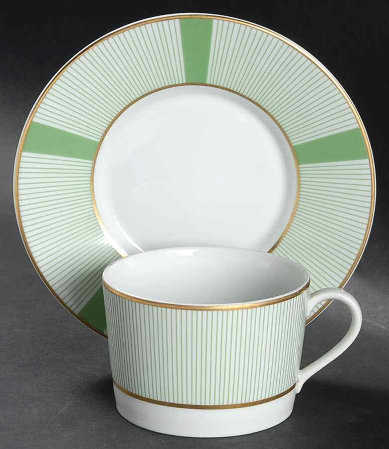 Emeraud Flat Cup & Saucer Set by Ceralene-1
