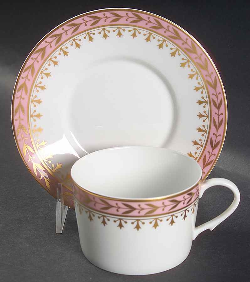 Empire Pink Flat Cup & Saucer Set by Ceralene-1