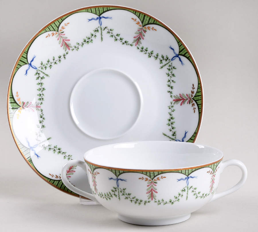 Festivites Flat Cream Soup Bowl & Saucer Set by Ceralene-1