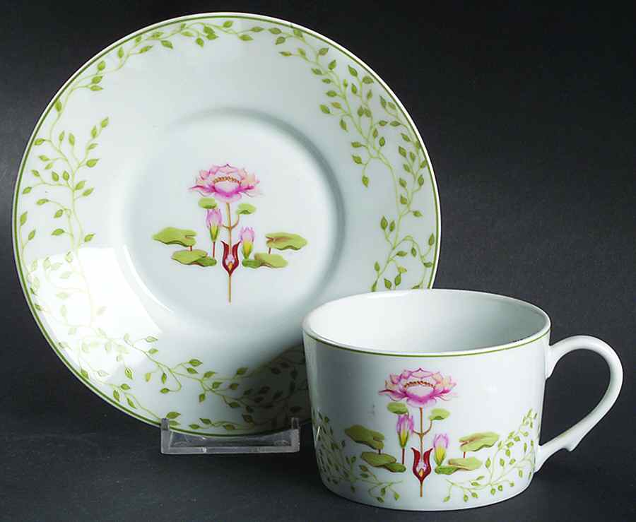 Fleur D' Eau Flat Cup & Saucer Set by Ceralene-1