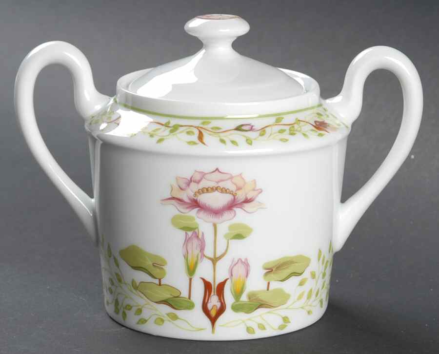 Fleur D' Eau Sugar Bowl & Lid by Ceralene-1