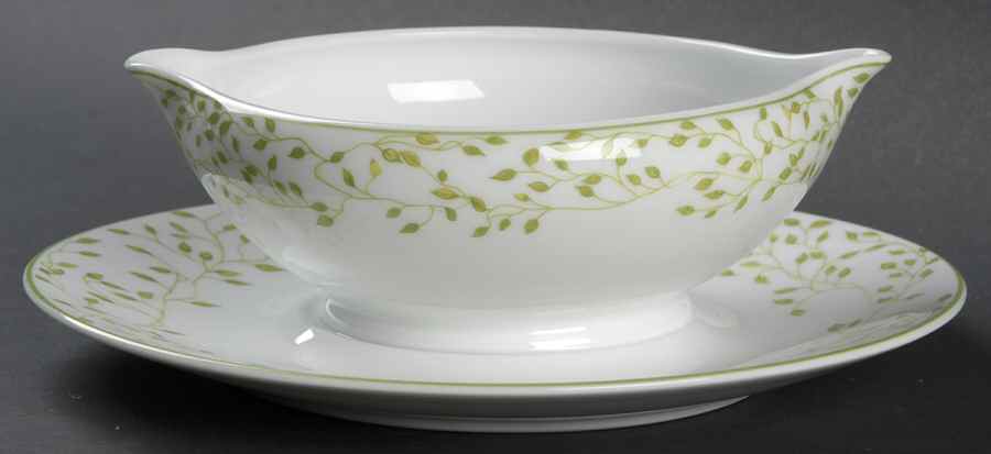 Fleur D' Eau Gravy Boat with Attached Underplate by Ceralene-1