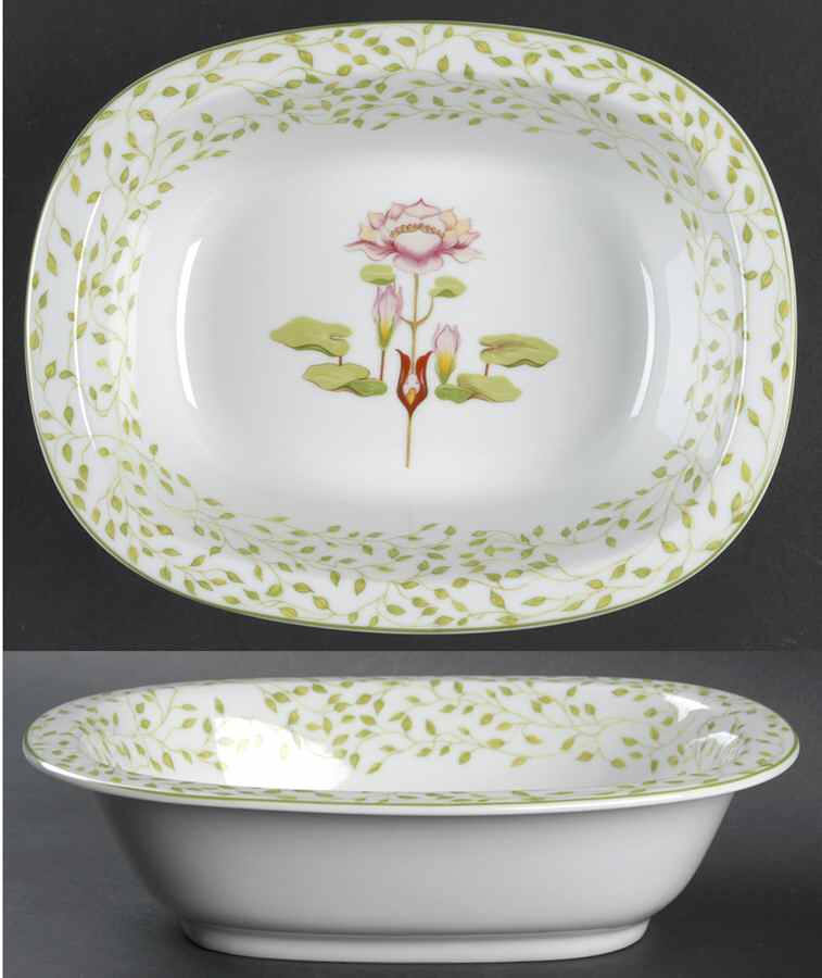 Fleur D' Eau 9" Oval Vegetable Bowl by Ceralene-1