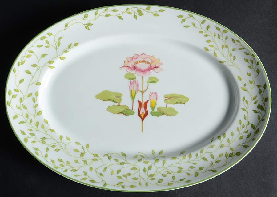 Fleur D' Eau 14" Oval Serving Platter by Ceralene-1