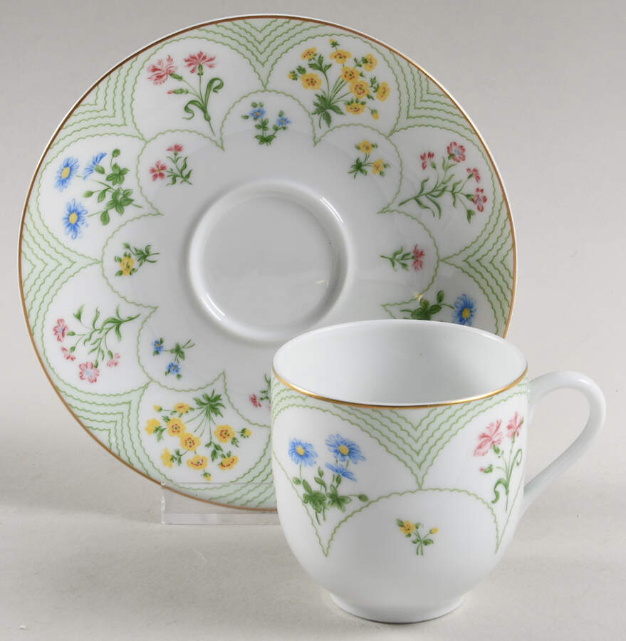 Fleurs D' Ete Flat Demitasse Cup & Saucer Set by Ceralene-1
