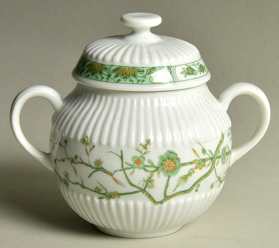 Fleur De Jade Green Sugar Bowl & Lid by Ceralene-1