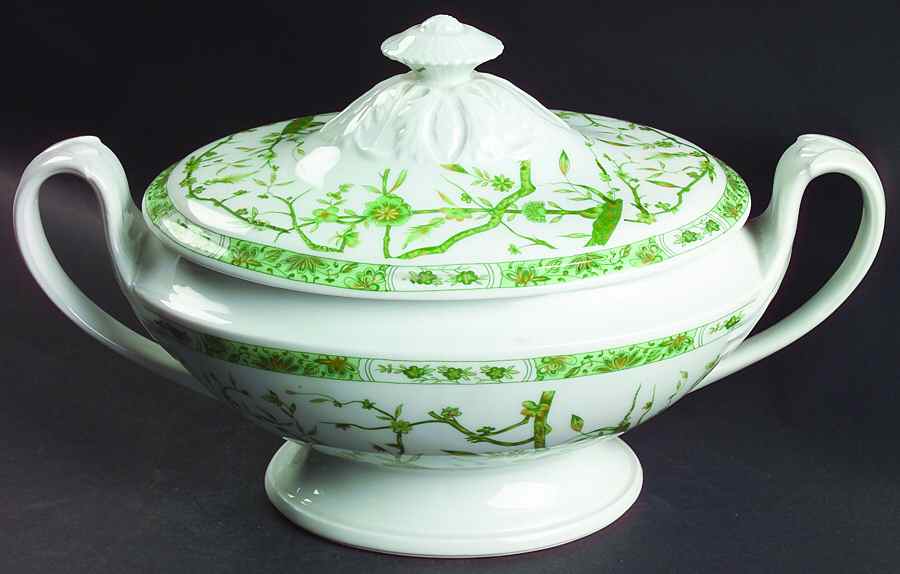 Fleur De Jade Green Directoire Tureen & Lid by Ceralene-1