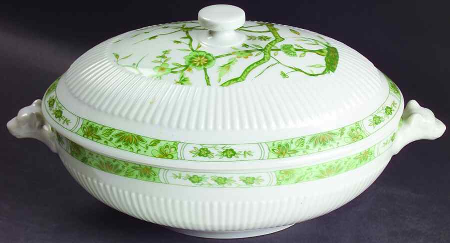Fleur De Jade Green Oval Covered Vegetable by Ceralene-1