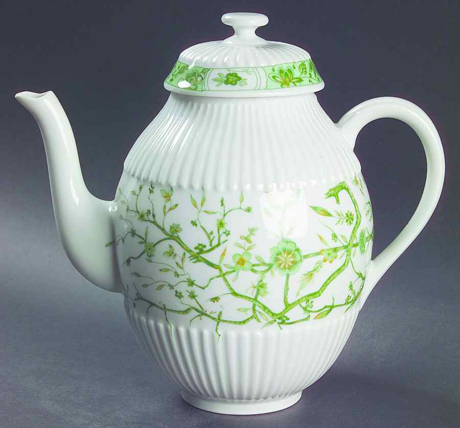 Fleur De Jade Green Coffee Pot & Lid by Ceralene-1