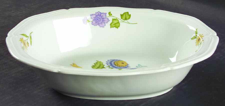 Fleur De Printemps 9" Oval Vegetable Bowl by Ceralene-1