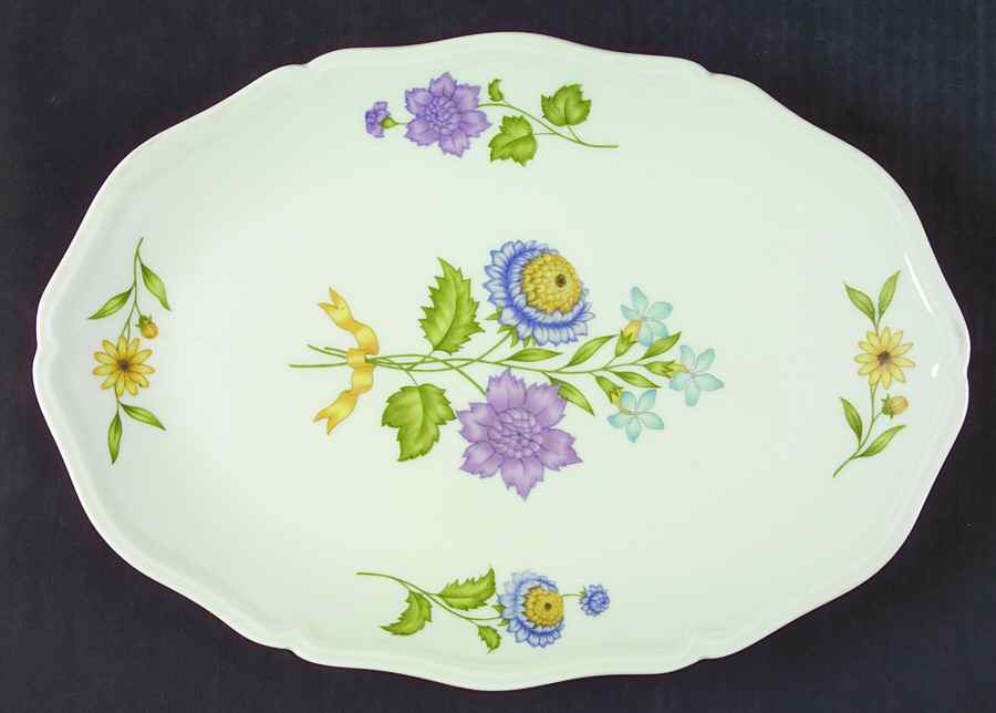 Fleur De Printemps 13" Oval Serving Platter by Ceralene-1