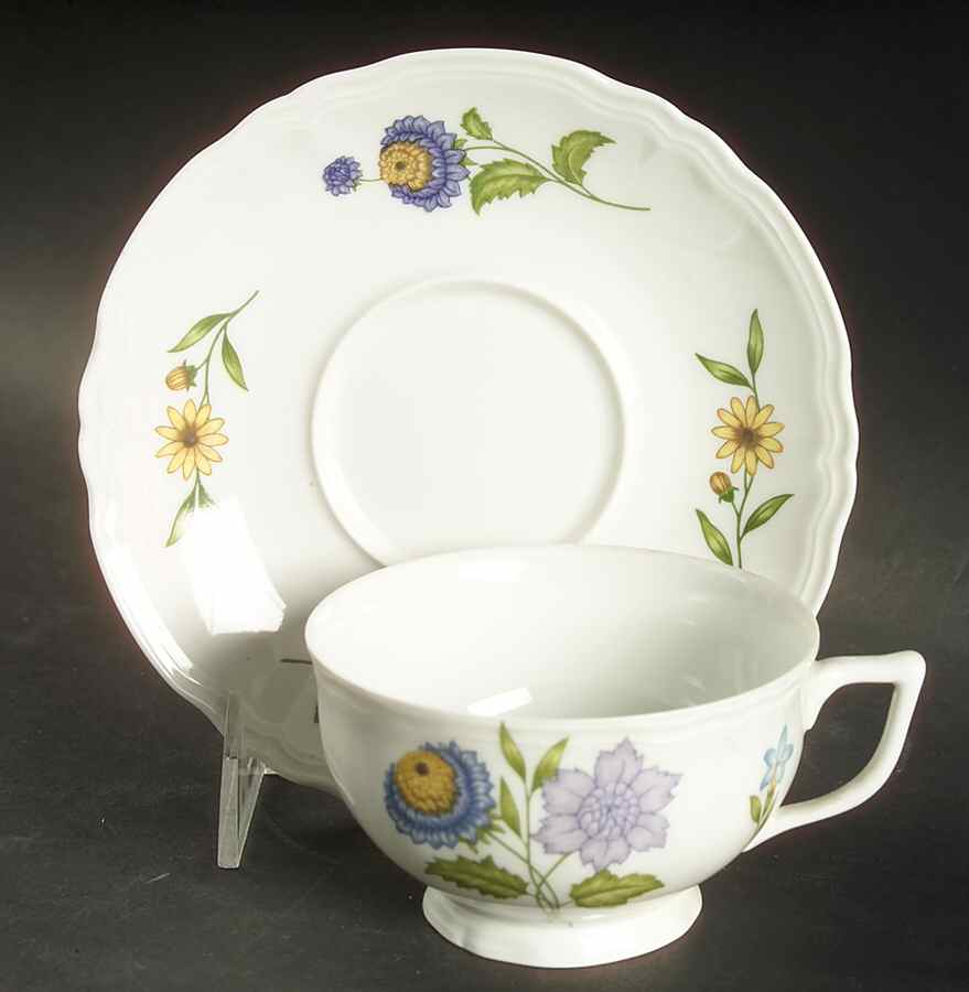 Fleur De Printemps Footed Cup & Saucer Set by Ceralene-1