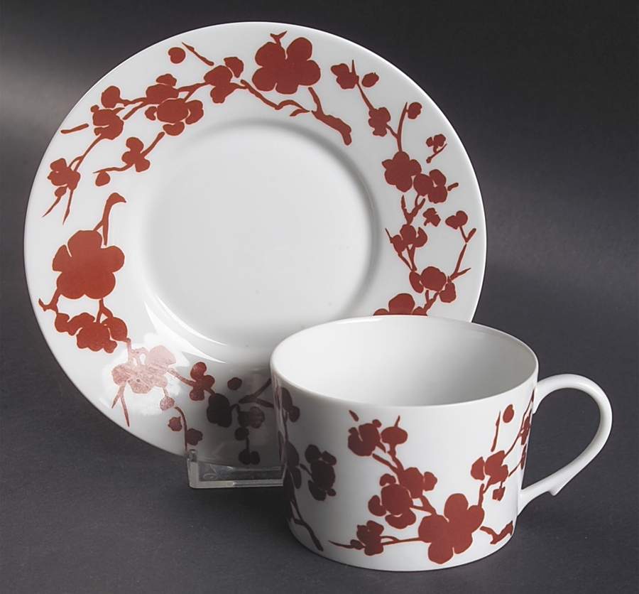 Fleurs De Pommier Flat Cup & Saucer Set by Ceralene-1