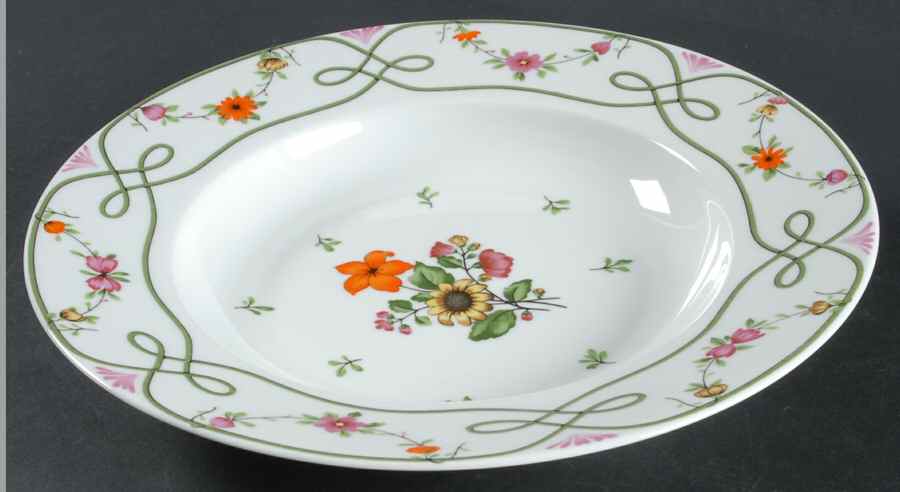 Guirlandes Large Rim Soup Bowl by Ceralene-1