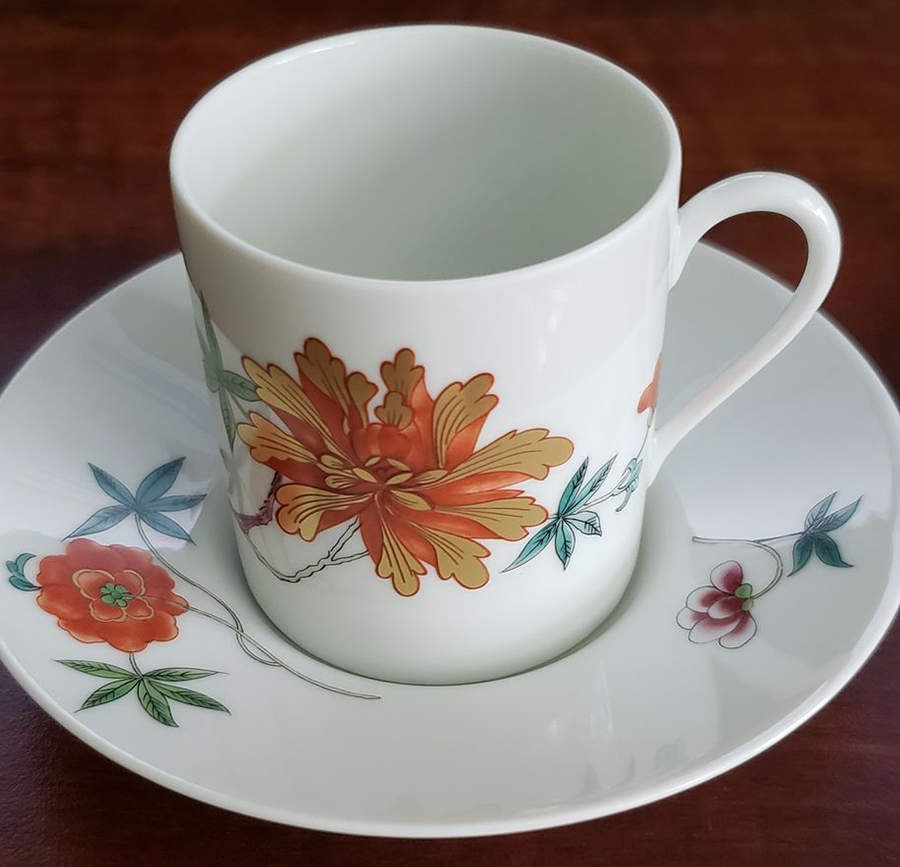 Hanoi (White Background) Flat Demitasse Cup & Saucer Set by Ceralene-1