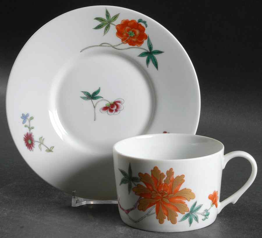Hanoi (White Background) Flat Cup & Saucer Set by Ceralene-1